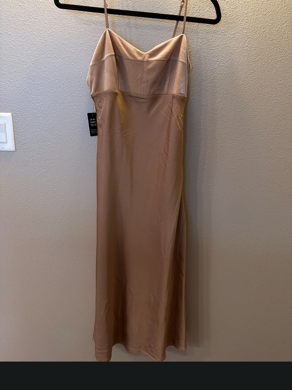 Express Nude Slip Midi Dress with Spaghetti Straps